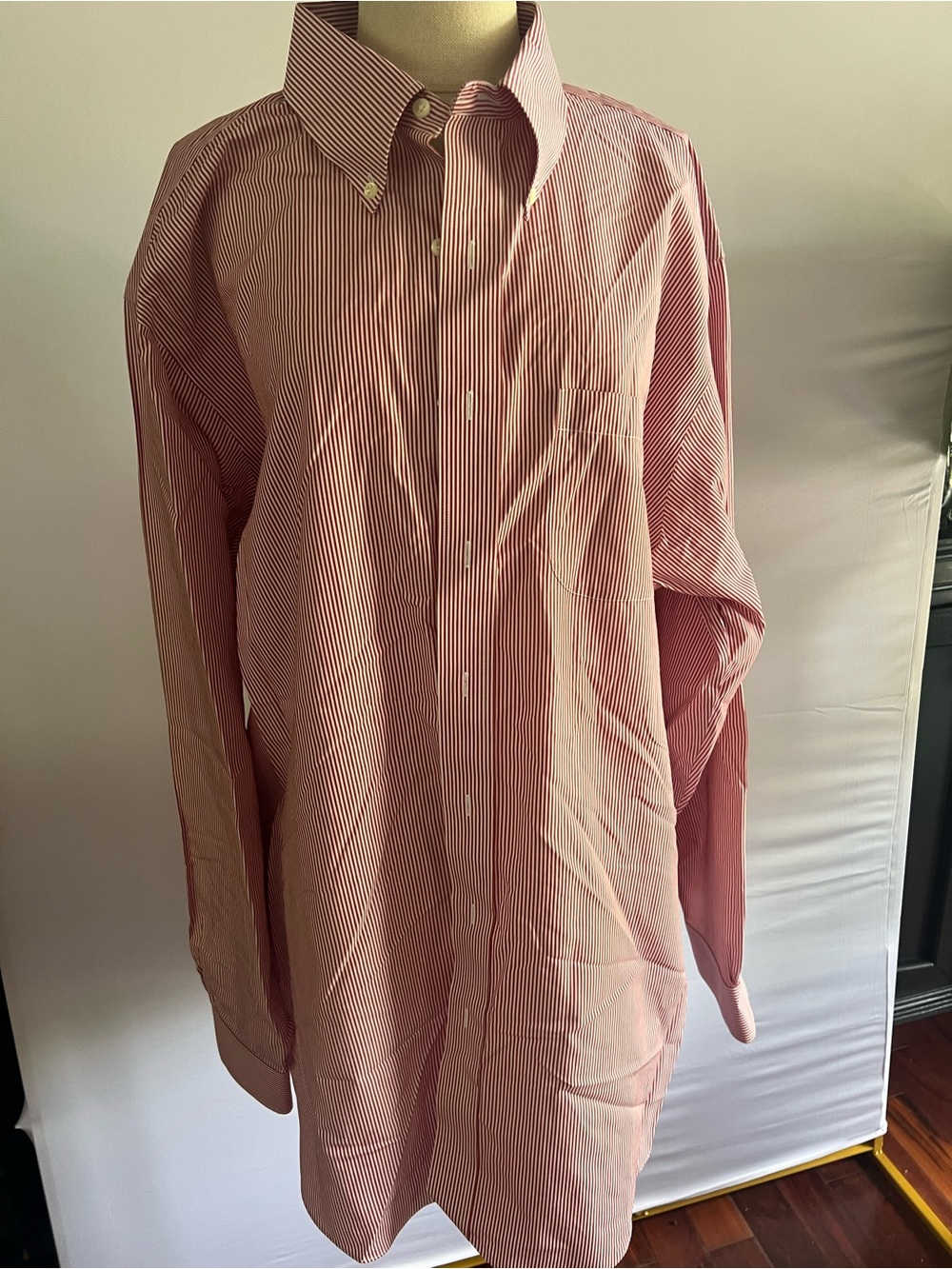 Brooks Brothers Classic Men's Red Pinstripe Button-Down Shirt Size 18-6/7